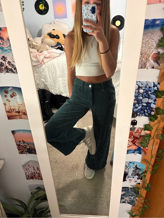 JBD Pants - Wide Leg Corduroy Pants in Forest Green